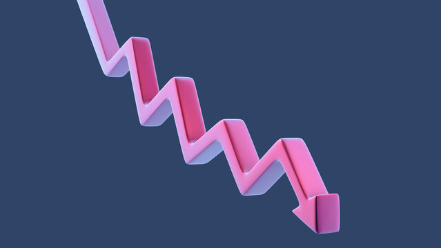 Arrow down isolated on black background, 3D illustration