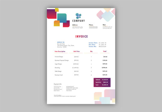 Minimal Business Invoice Layout in White Color
