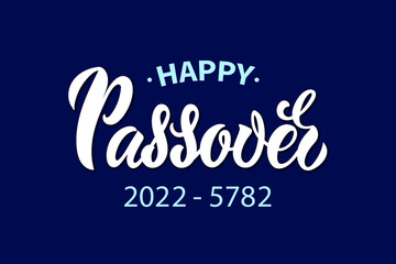 Happy Passover greeting card design with handwritten text. Modern brush ink calligraphy, hand lettering typography. Vector illustration for the Jewish holiday. Pesah celebration concept 