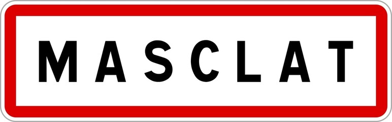 Panneau entrée ville agglomération Masclat / Town entrance sign Masclat