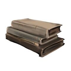 Watercolor illustration of old magic books. vintage realistic books and magic