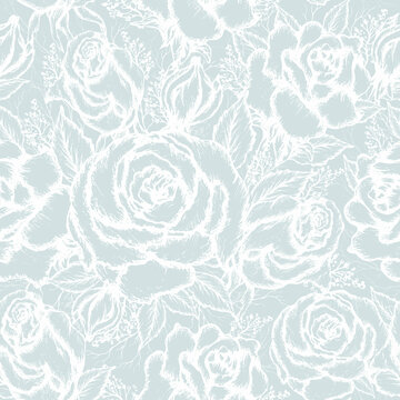 seamless, modern, pattern of rose.  Wallpaper, hand-drawn composition in vintage style. modern art illustration of flowers,  for print, paper, design your idea. vector