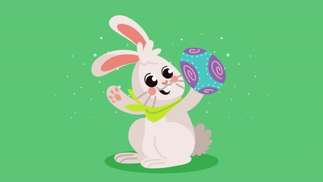 happy easter animation with rabbit and egg