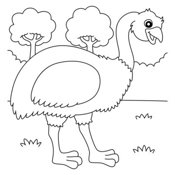 recommend clip art: Emu Animal Coloring Page for Kids