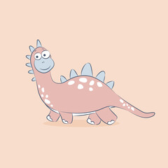 cartoon dinosaur, hand drawing colorful vector illustration for kids, flat style. baby design for cards, print, posters, logo, cover