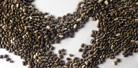 Chia seeds isolated on white with copy space