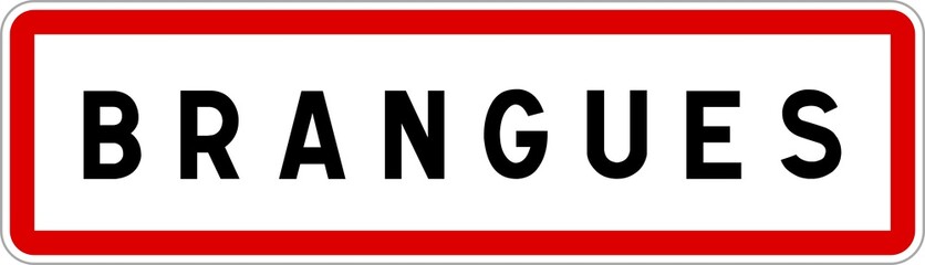 Fototapeta premium Panneau entrée ville agglomération Brangues / Town entrance sign Brangues