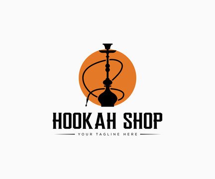 Hookah logo design. Shisha logo design template