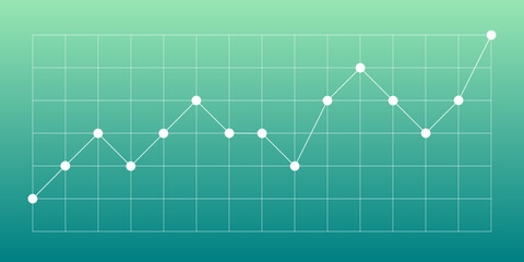 Trading graph chart of growth or fall in flat design for website, project, presentation. Investment. Good sales stats. Investor profit or loss stock market. Business profit or loss stats concept.