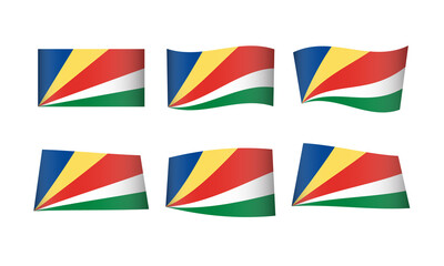 Seychelles Flag Set Flags National Symbol Banner Icon Vector Stickers Africa African Island Islands Wave Country City State Wavy Realistic Culture Nation Republic Kingdom Every All Flag Vintage 3D