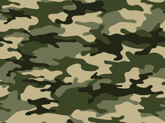 Fototapeta premium Camouflage seamless pattern. Military texture. Print on fabric and clothing. Vector illustration