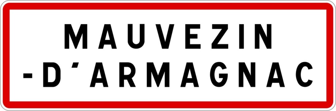 Panneau entr&eacute;e ville agglom&eacute;ration Mauvezin-d'Armagnac / Town entrance sign Mauvezin-d'Armagnac
