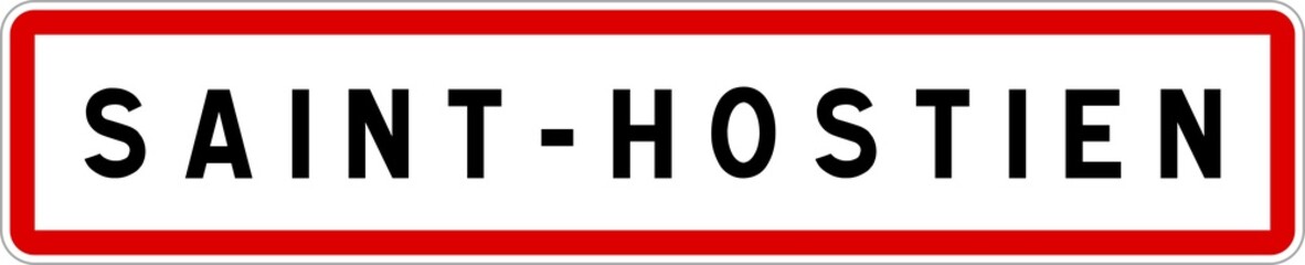 Panneau entrée ville agglomération Saint-Hostien / Town entrance sign Saint-Hostien