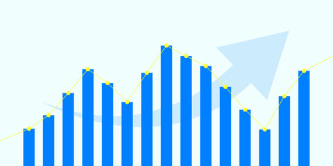 Stock market investment trading graph chart of growth or fall in flat style design for website, project, presentation. EPS 10 vector illustration.