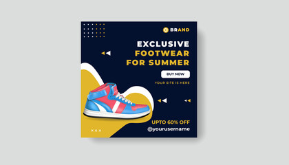 Obraz premium Shoes Sale Post Web Banner Template Design. Online Shopping Sports Shoes Sell Banner