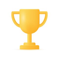 golden goblet 3d cartoon style. prize concept for winner or champion.