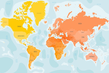 Colorful political map of World.
