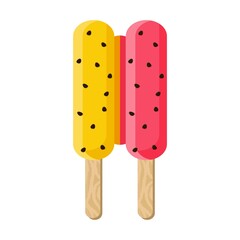Watermelon Ice Cream Stick. Vector illustration.