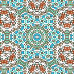 Abstract Pattern Mandala Flowers Art Colorful Blue Turquoise Brown 275