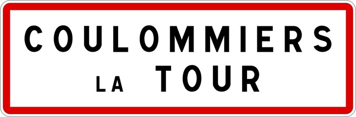 Panneau entrée ville agglomération Coulommiers-la-Tour / Town entrance sign Coulommiers-la-Tour