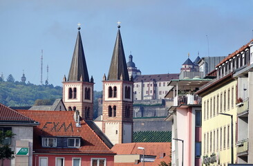 Obraz premium Dom und Festung Marienberg in Würzburg