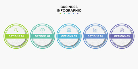 Presentation business infographic template with 5 options. Vector illustration.