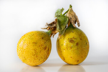 Ripe passiflora ligularis fruit close-up