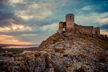 the fortress of Enisala at sunset