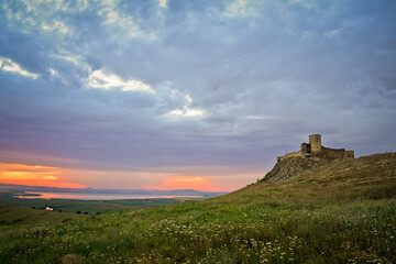 Fototapeta na wymiar the fortress of Enisala at sunset