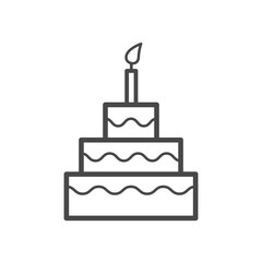 Vector linear icon with birthday cake