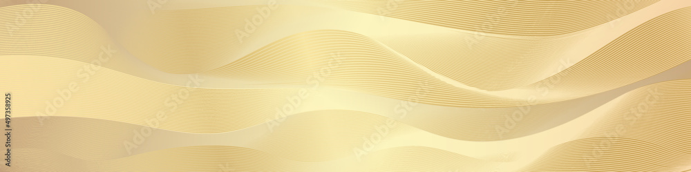 Poster Premium abstract background design with diagonal line pattern waves in gold colour. Vector horizontal gold template for web banner, invitation, luxury flyer, business voucher, gift certificate.
