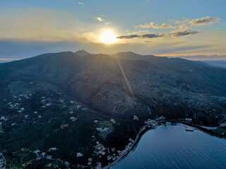 Aerial  Beautiful landscape of Kassiopi Corfu Greece ,drone view
