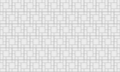 Tile subway wall. Seamless brick texture. Vintage white brickwall. Metro background. Ceramic pattern. Faience print. Cement floor backdrop. Kitchen backsplash. Old stone surface. Vector illustration.