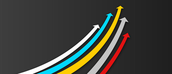 colored arrows over black background