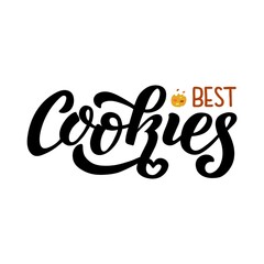 Handdrawn vector illustration with color lettering on textured background Best Cookies for billboard, decor, business card, invitation, flyer, sign, advertising, poster, banner, print, label, template