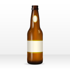 Blank Brown Beer Bottle Mockup. Vector illustration