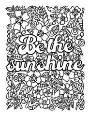 Be The Sunshine Motivational Quote Coloring Page