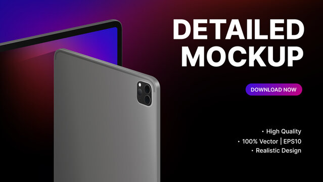 Web banner for Tablets Presentation. Devices from different angles. Advertisement Banner template. Vector illustration