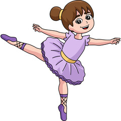 Dancing Ballerina Girl Cartoon Colored Clipart 