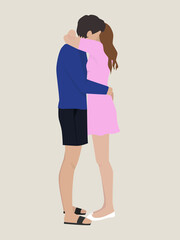A couple in love. Vector cartoon characters male and female hugging each other.