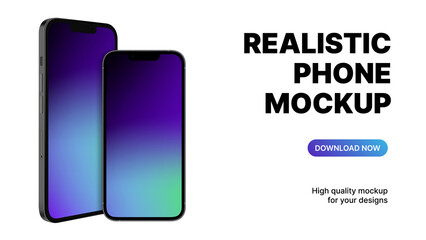 Realistic Smartphone Mockup. High quality Minimalistic Banner Advertisement. Template for Presentation Slide. Vector illustration