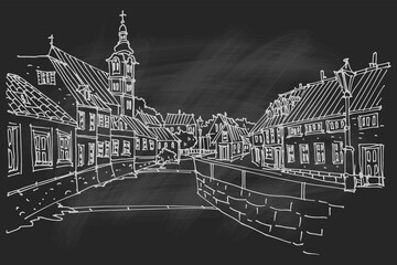 Vector sketch of architecture of Samobor, Croatia.