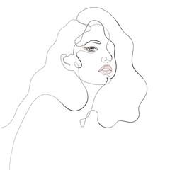 One line hand drawn woman. Vector minimalist illustration. 
