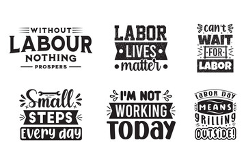 Collection of hand drawn happy Labor day lettering typography for holiday greetings and invitations and T-shirt.
