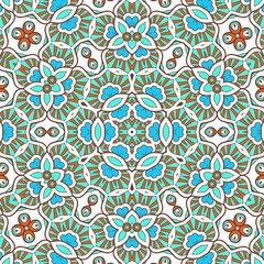 Abstract Pattern Mandala Flowers Art Colorful Blue Turquoise Brown 83
