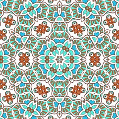 Abstract Pattern Mandala Flowers Art Colorful Blue Turquoise Brown 81