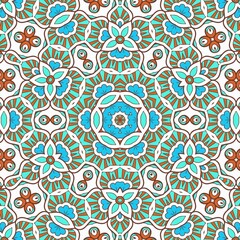 Abstract Pattern Mandala Flowers Art Colorful Blue Turquoise Brown 79