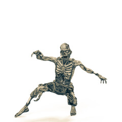 zombie is getting up on white background
