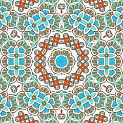 Abstract Pattern Mandala Flowers Art Colorful Blue Turquoise Brown 72
