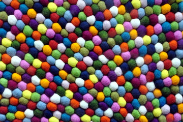 Colorful wool yarn balls texture background.